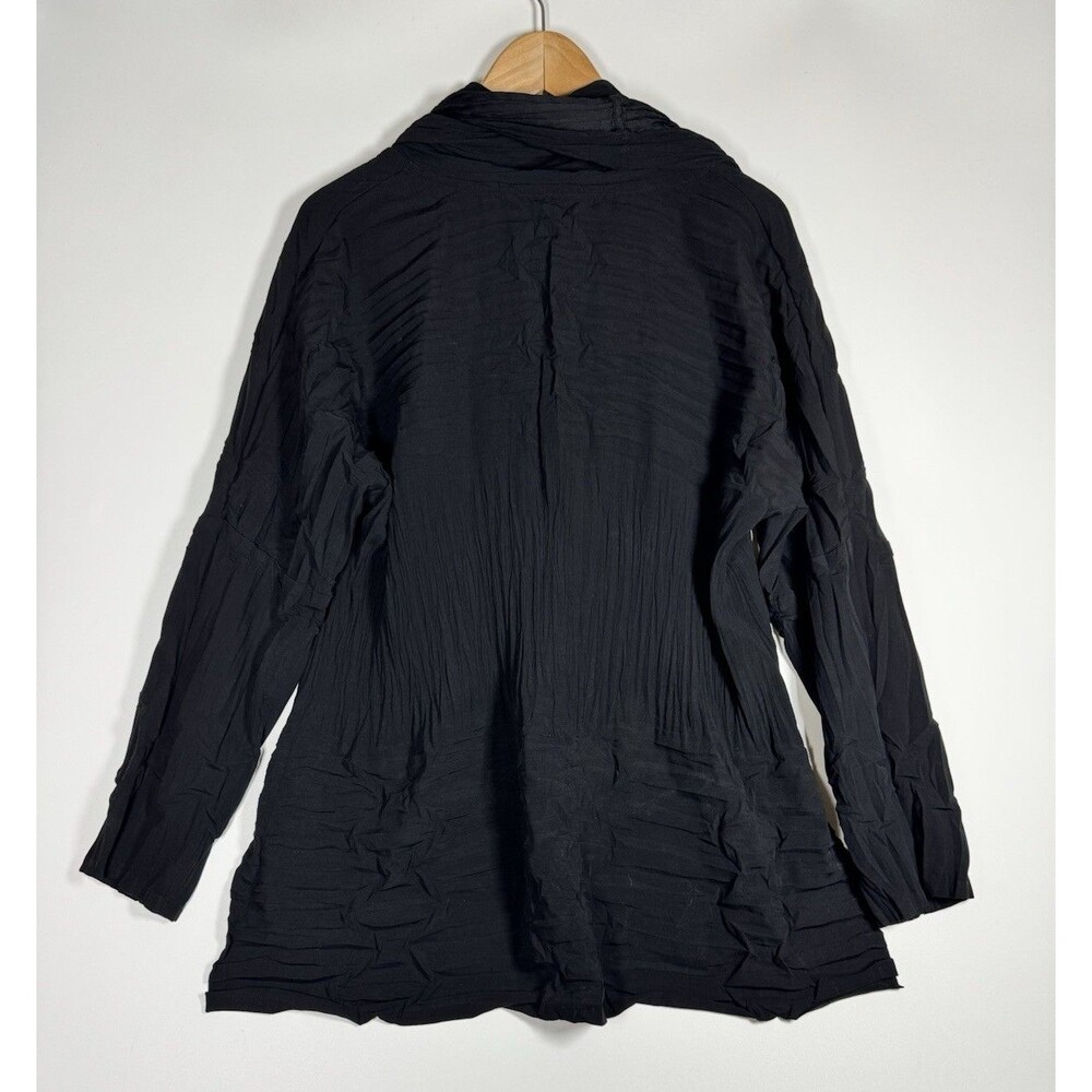 Babette SF Art To Wear Tunic Blouse Small Black Crinkle Scarf Top Minimalist - Picture 2 of 14